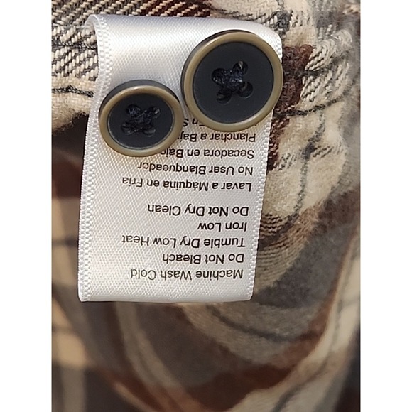 Jachs Mens Flannel Shirt Button Down Cotton Brown Gray Large - Picture 4 of 8